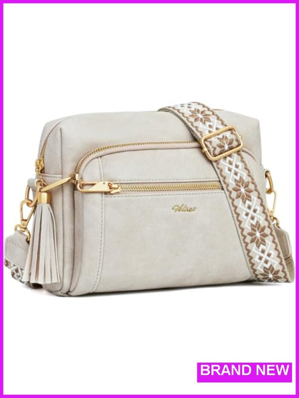 Vegan Leather Anti Theft Crossbody Bag with Multiple Pockets, Adjustable Strap